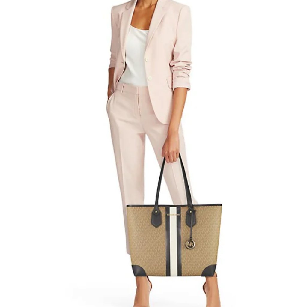 Michael Kors Eva Large Logo Stripe Tote Bag Great Reviews In Husk Mult Msrp$328